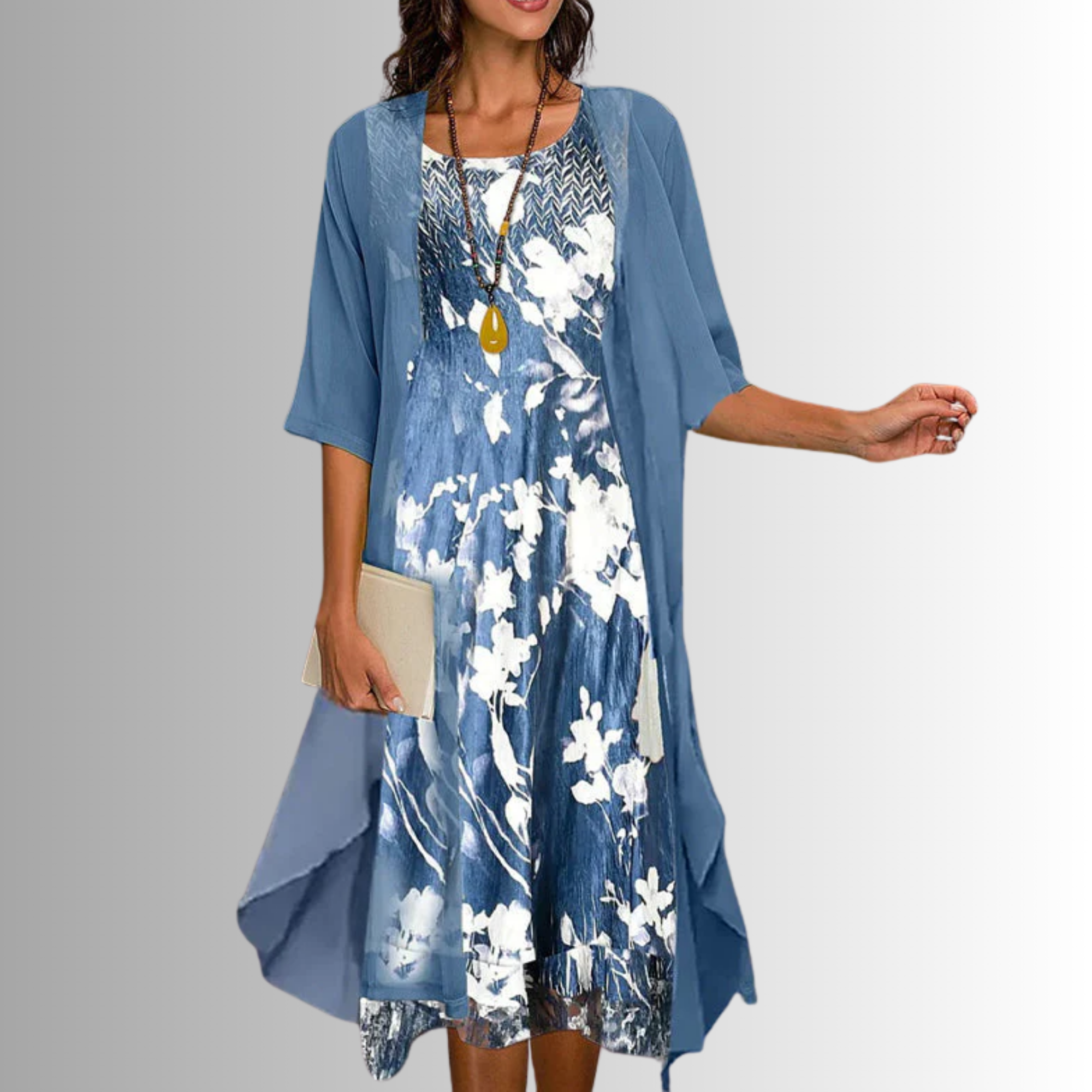 Maya | Printed Open Front Midi Dress