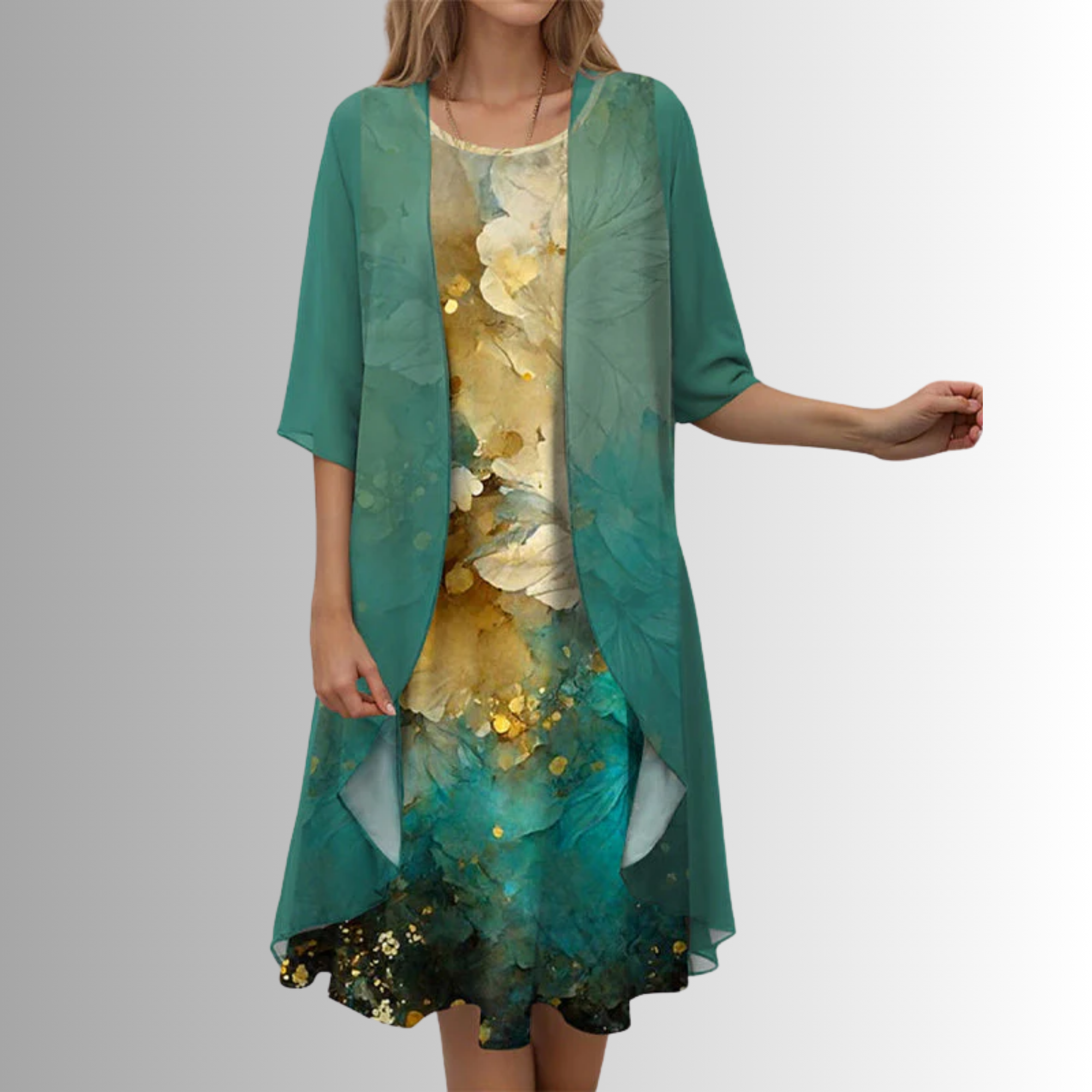 Maya | Printed Open Front Midi Dress
