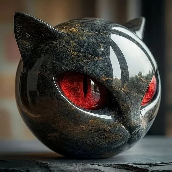 Elmont | Black Cat Head Sculpture