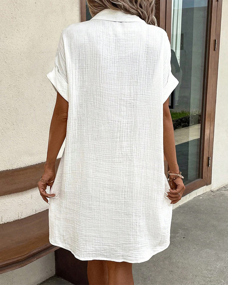 Sarah | Collared Mini Button-Front Dress