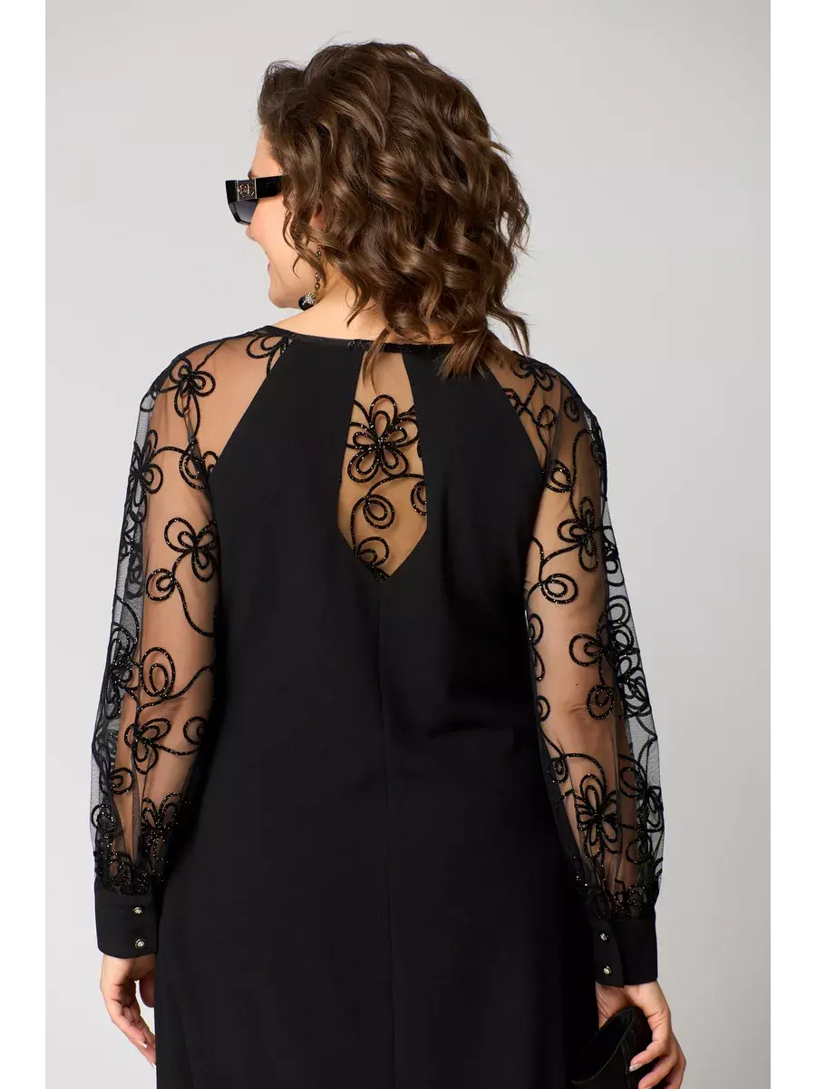 M&H | Dress with Embroidered Mesh Sleeves