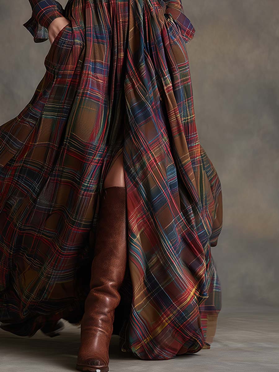 Elmont | Plaid Button-Up Shirt Dress