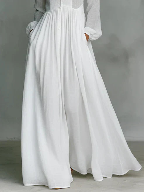 Elmont | Button-Front Long-Sleeve Maxi Dress