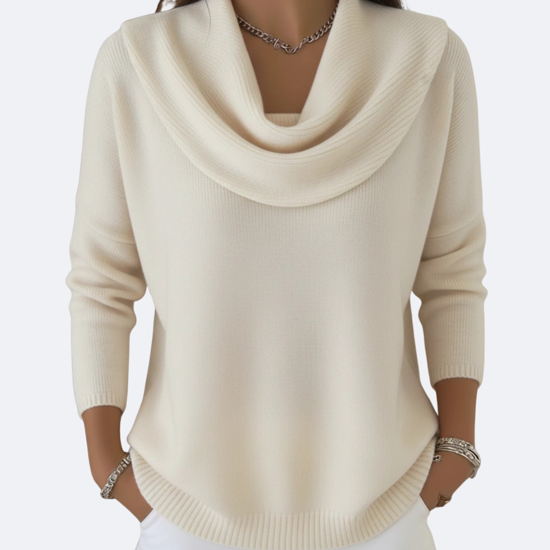 Elmont | Ruffle Neck Ribbed Sweater
