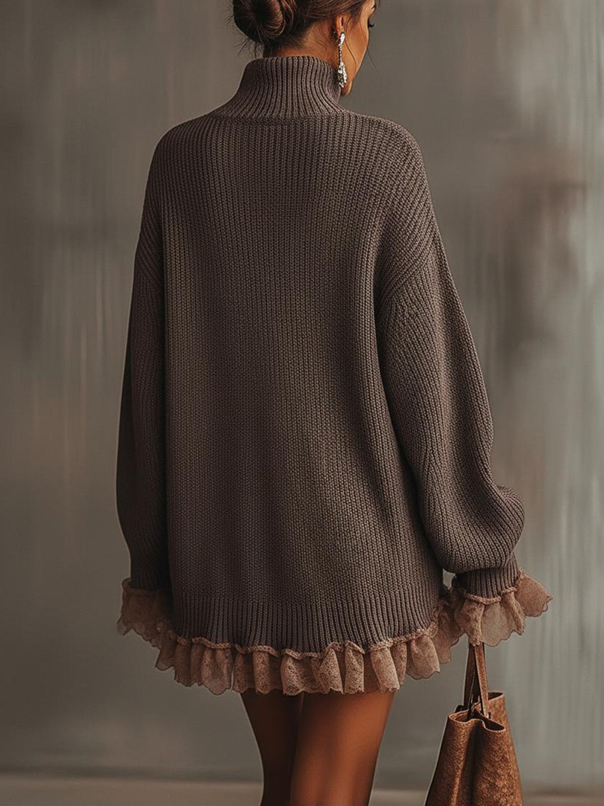 Elmont | Ruffle Hem Turtleneck Sweater Dress