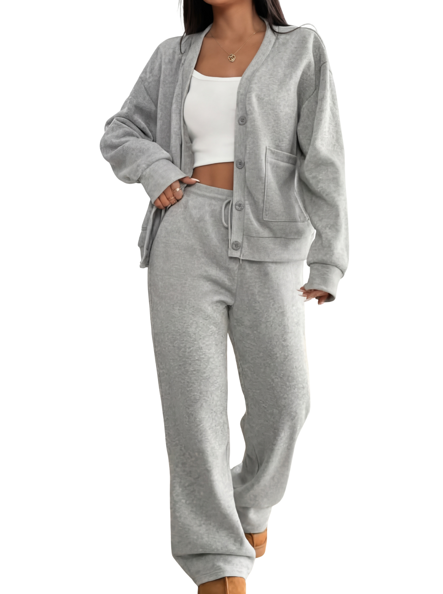 Elmont | Cardigan & Wide-Leg Lounge Pants Set
