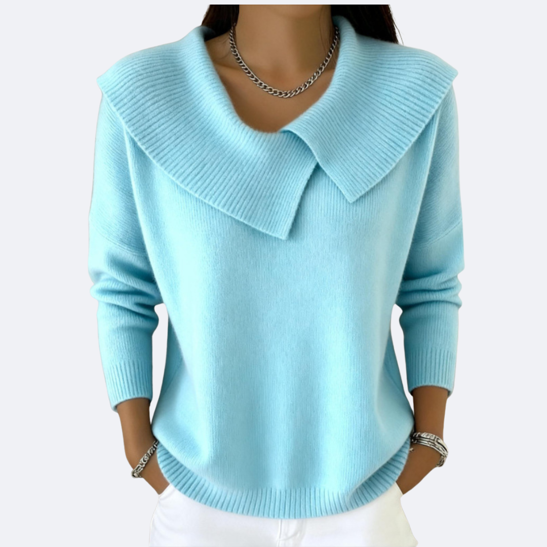 Elmont | Wool-Blend Sweater with Foldover Collar