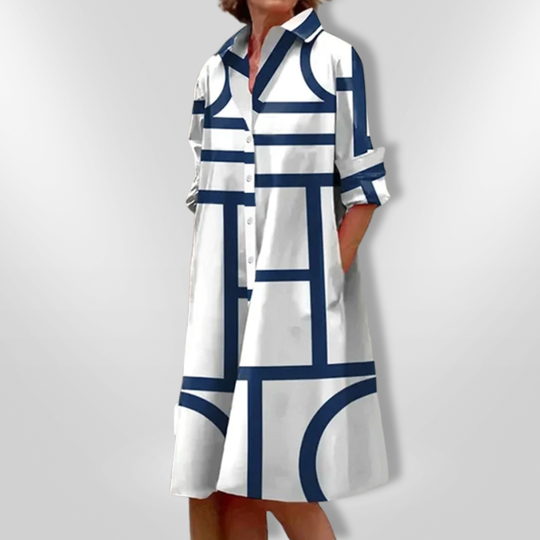M&H | Geometric Button-Front Dress