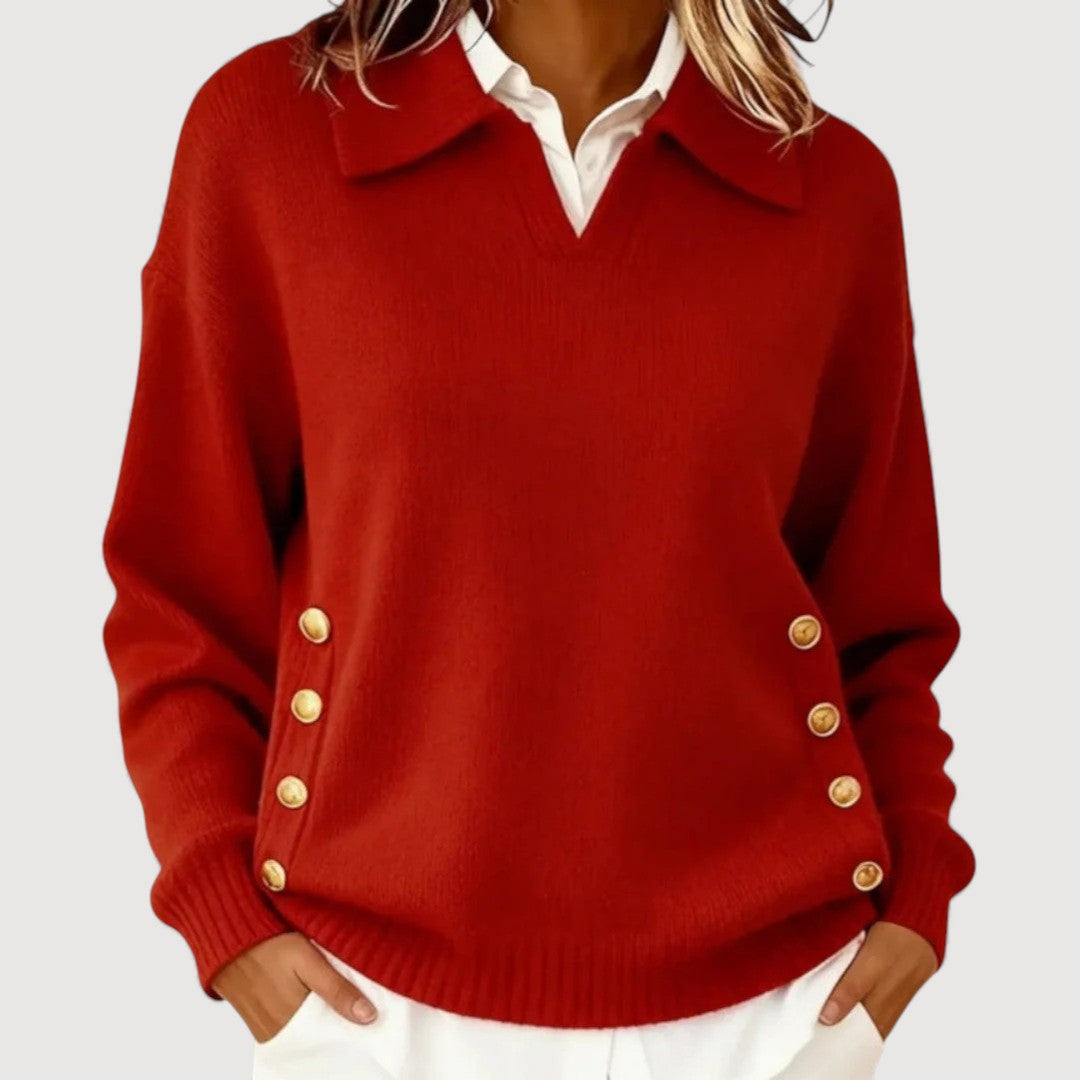 Elmont | Button-Detail V-Neck Sweater