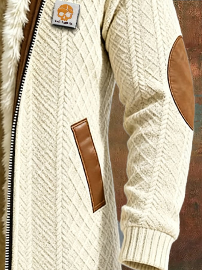Elmont | Men's Mid-Length Jacquard Knit Coat with Plush Lining