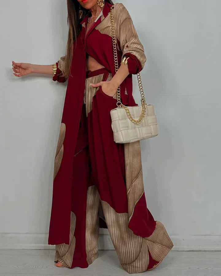 Maya | Cropped Button-Up Shirt and Wide-Leg Pants Set