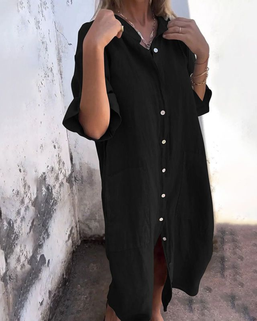 Maya | Cotton Relaxed Button-Front Dress