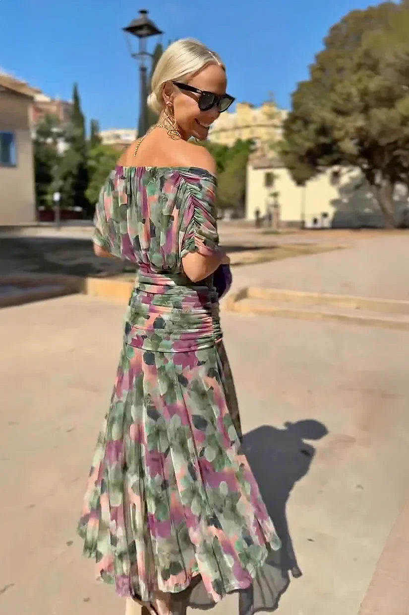 M&H | Polyester Off-Shoulder Midi Dress
