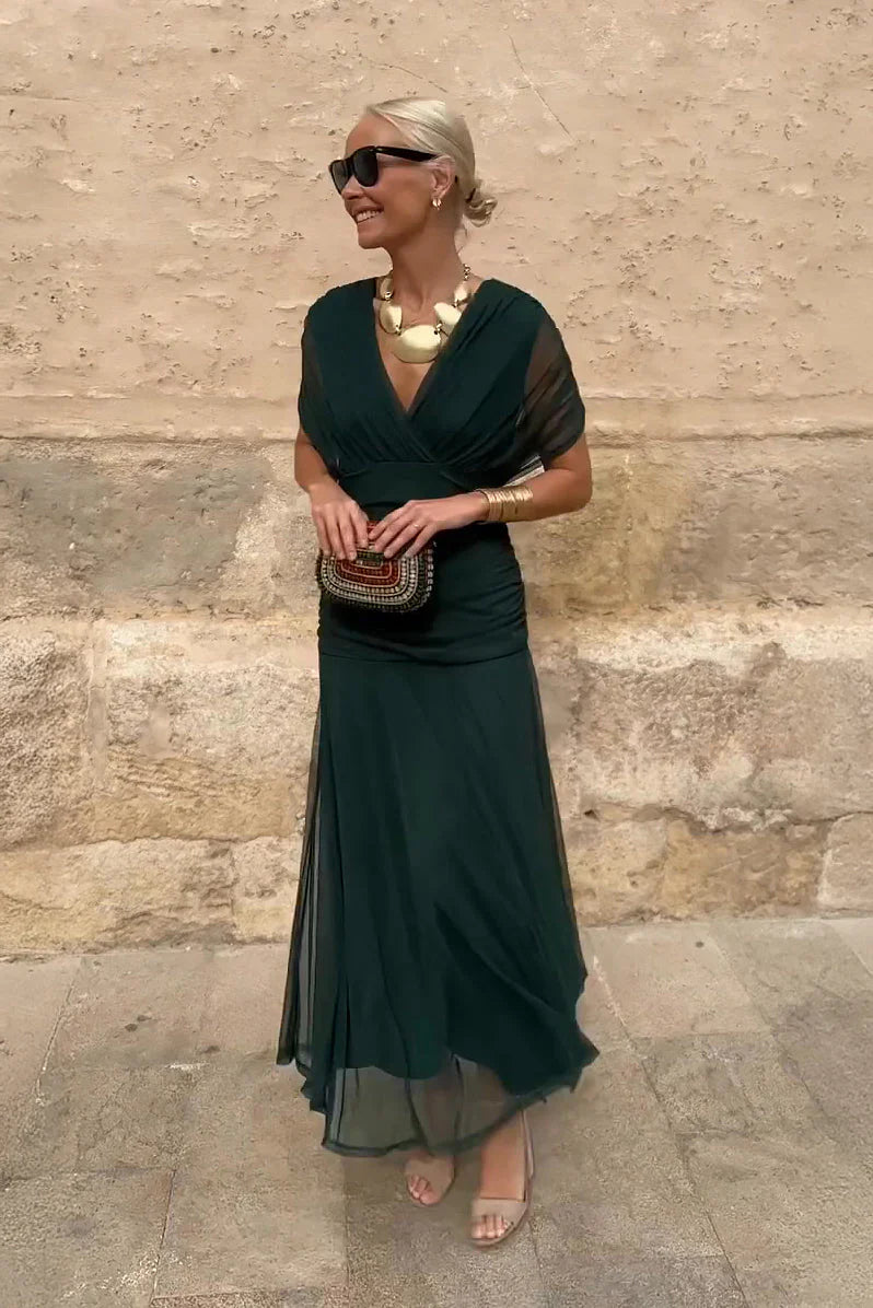 M&H | Polyester Off-Shoulder Midi Dress