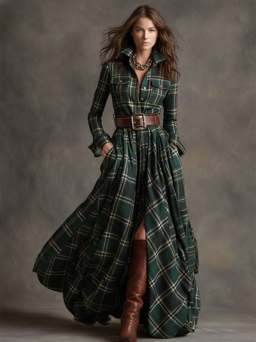 Elmont | Plaid Button-Up Shirt Dress