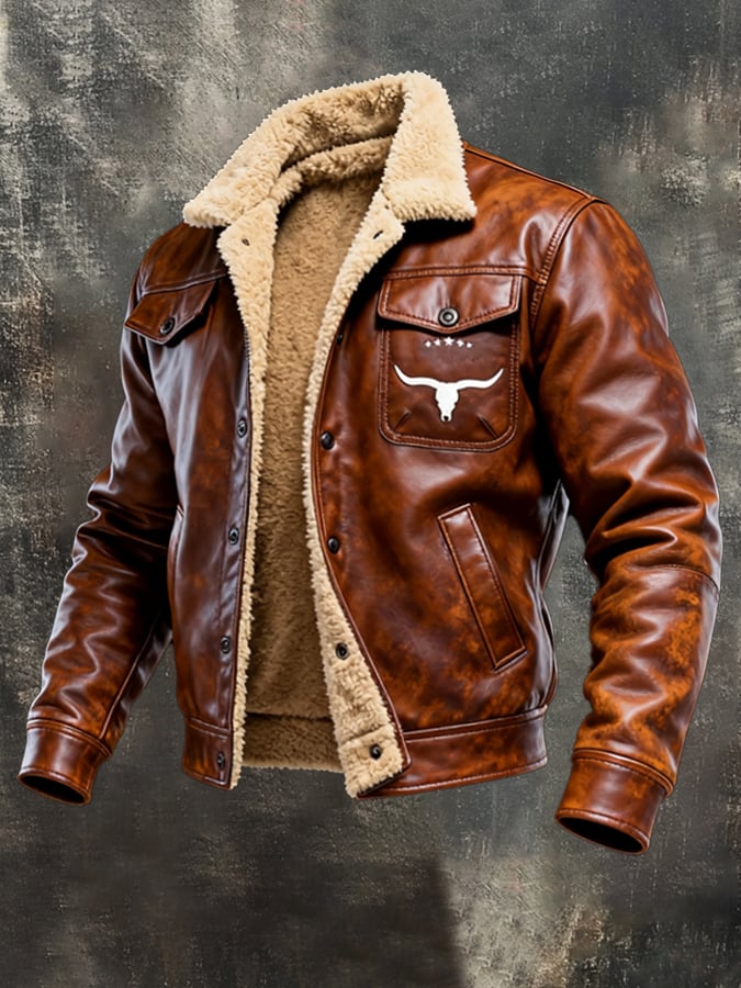 Elmont | Men's Faux Leather Patchwork Plush-Lined Jacket