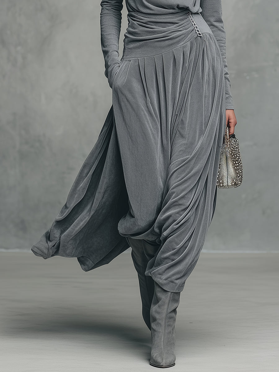 Elmont | Mock Neck Long-Sleeve Top & Velvet Skirt Set