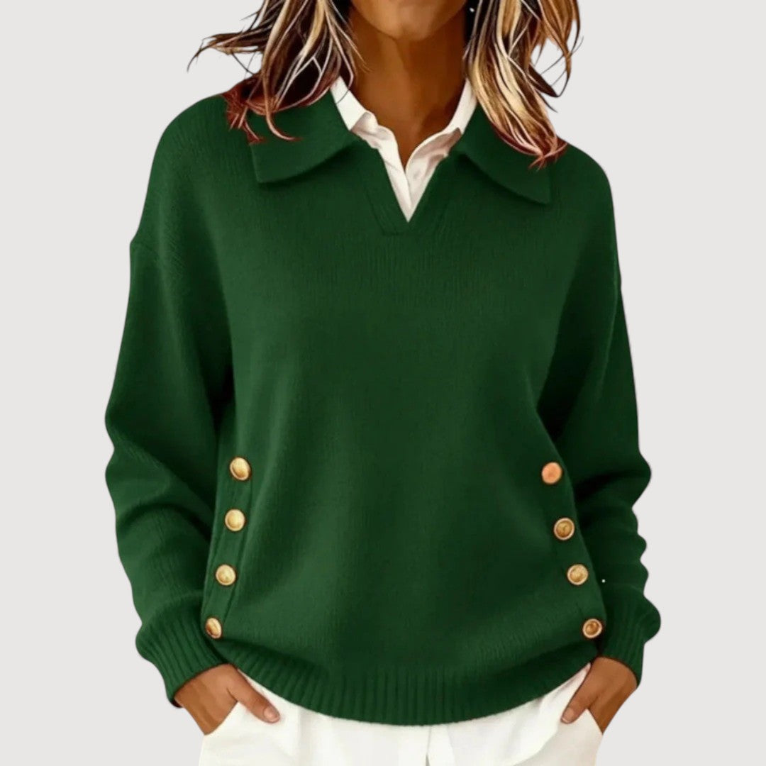 Elmont | Button-Detail V-Neck Sweater