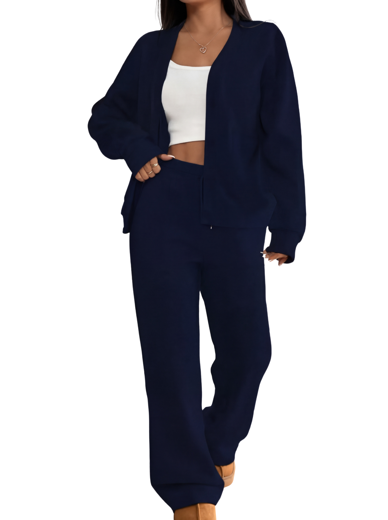 Elmont | Cardigan & Wide-Leg Lounge Pants Set