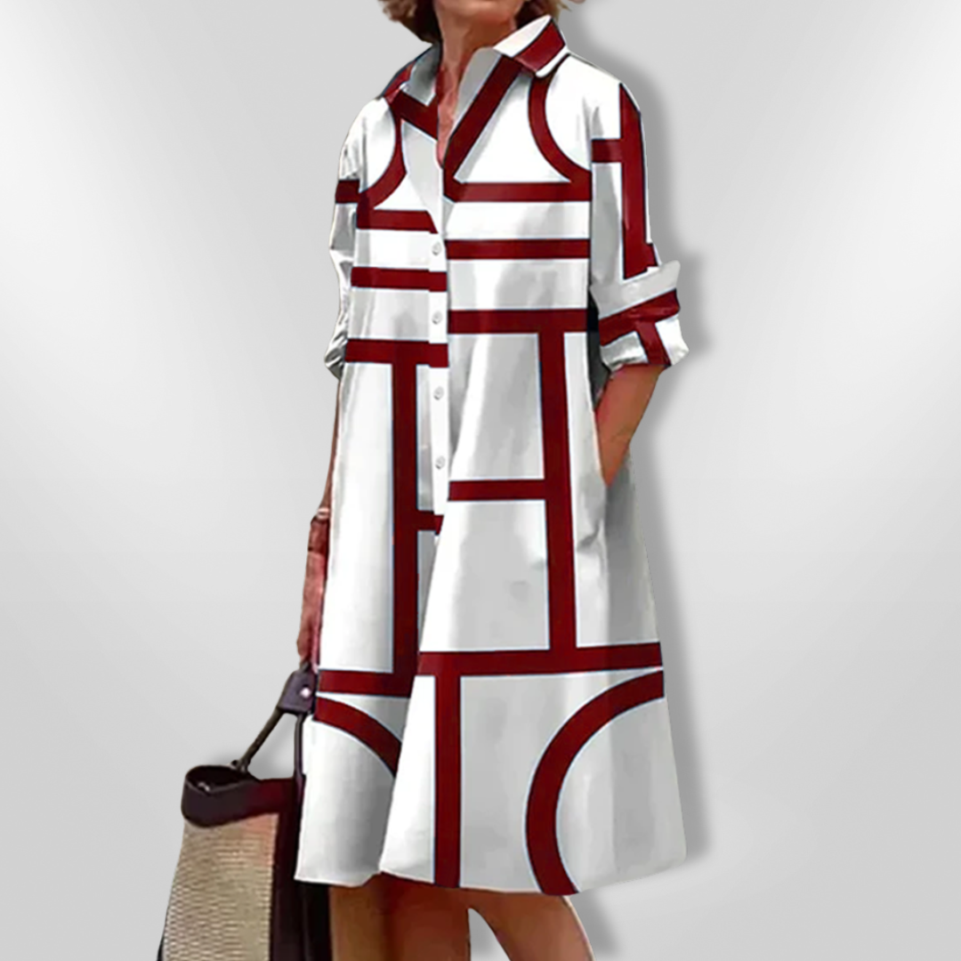 M&H | Geometric Button-Front Dress