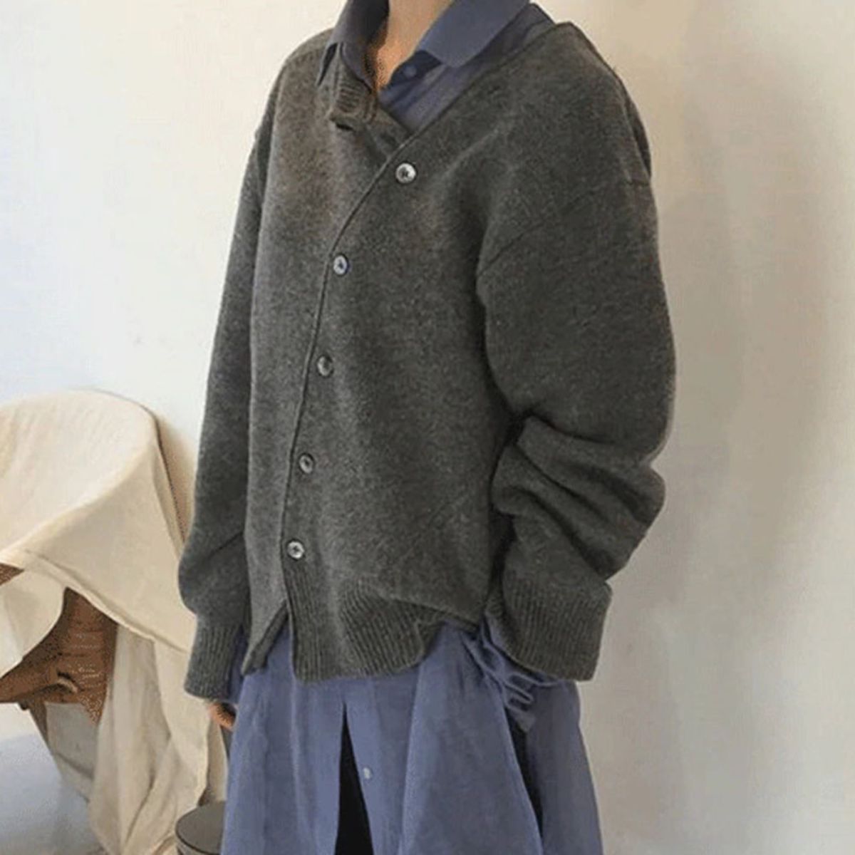 Sarah | Asymmetric Button-Front Cardigan