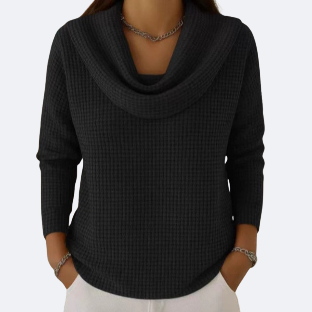 Elmont | Cowl Neck Waffle-Knit Sweater