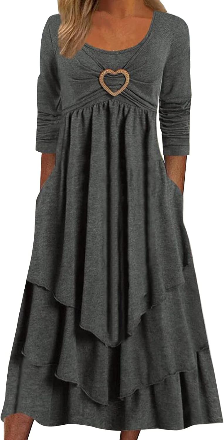 M&H | Tiered Midi Dress with Handkerchief Hem