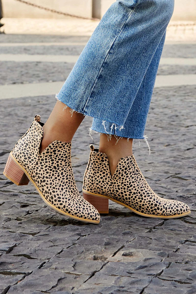 Elmont | Leopard Print Pointed-Toe Ankle Boots