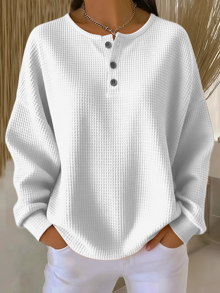 Elmont | Waffle-Knit Collared Sweatshirt