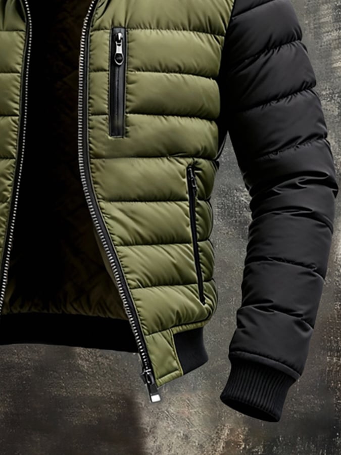 Elmont | Quilted Zip-Front Jacket with Contrast Sleeves