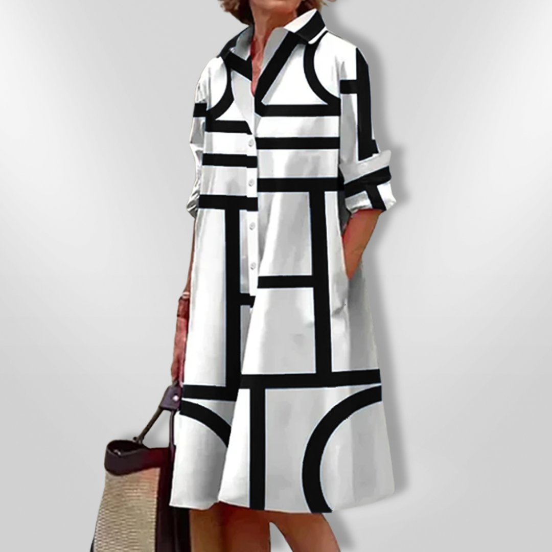 M&H | Geometric Button-Front Dress