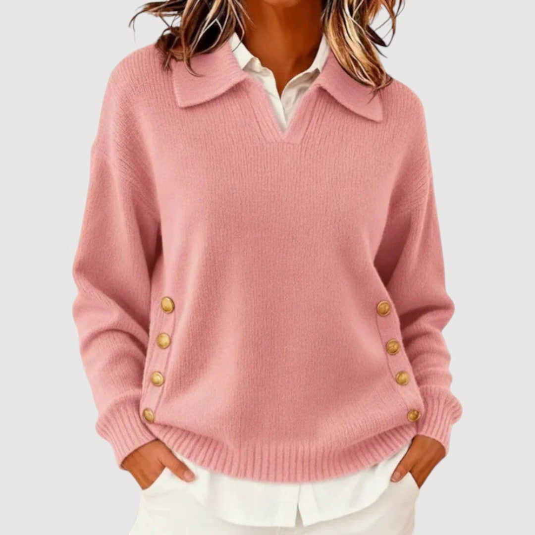 Elmont | Button-Detail V-Neck Sweater