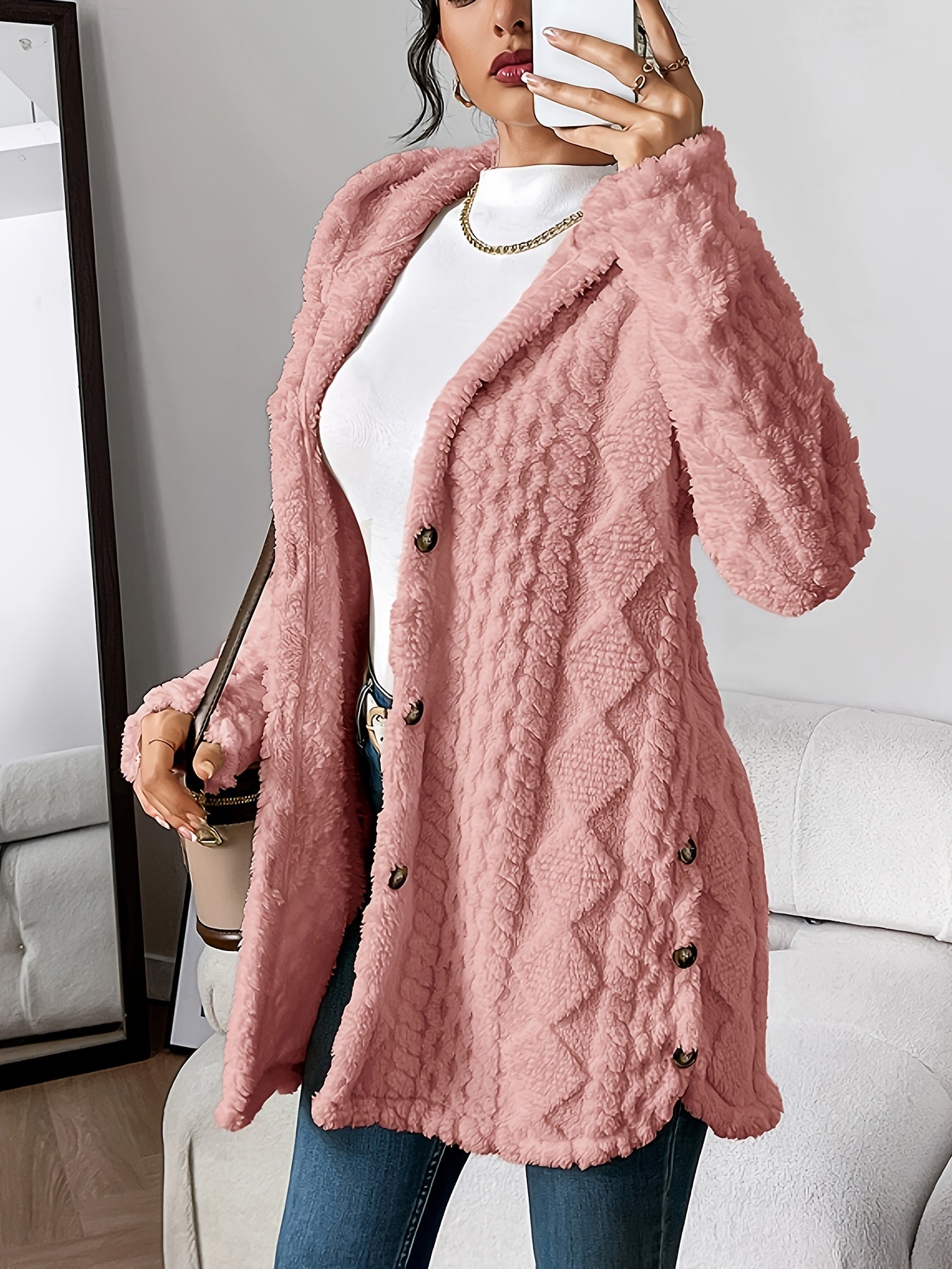 Monica | Textured Hooded Longline Cardigan