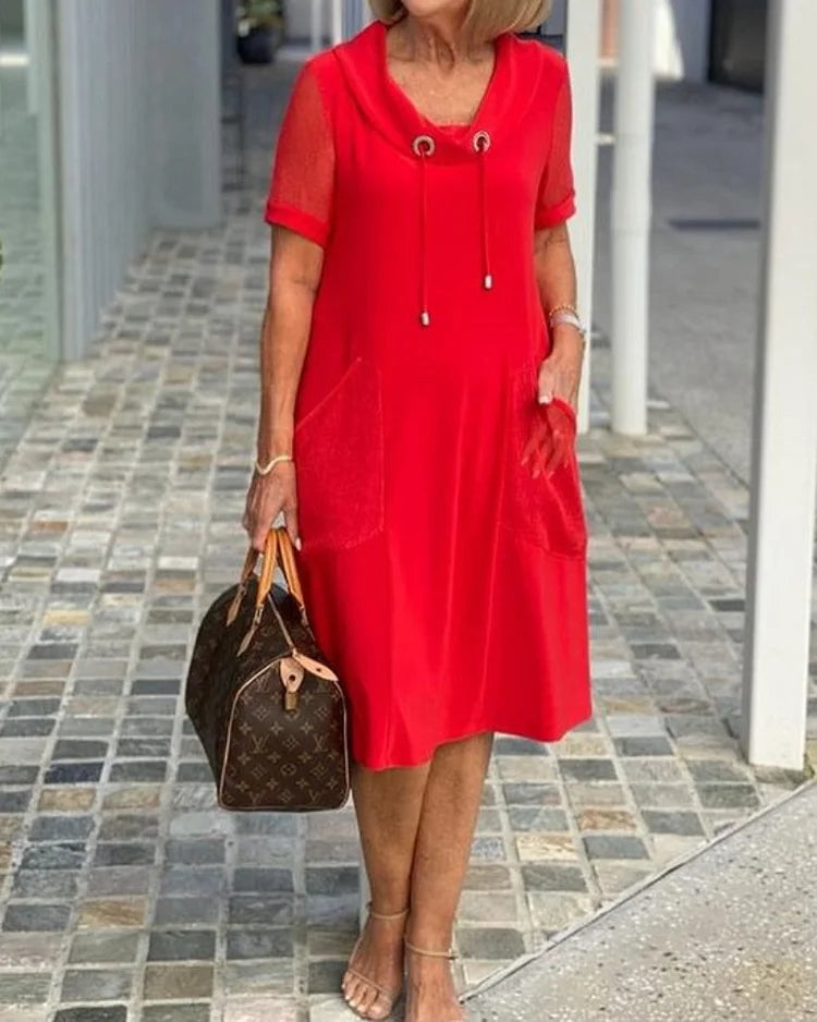 M&H | Polyester Cowl-Neck Shift Dress