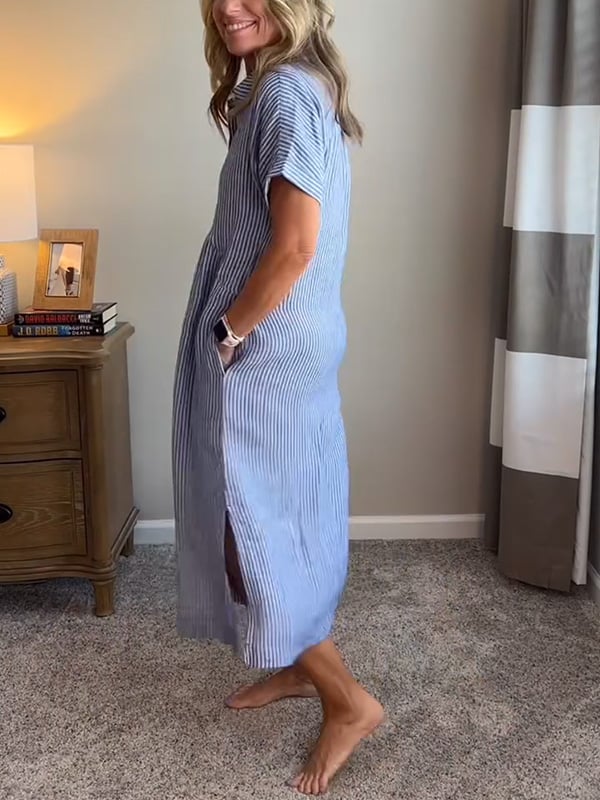 Harper | Striped Button-Up Midi Dress