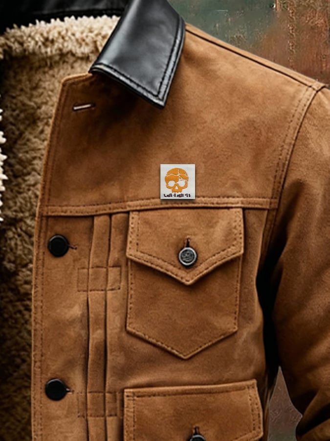 Elmont | Men's Suede Patchwork Utility Jacket, Fleece-Lined