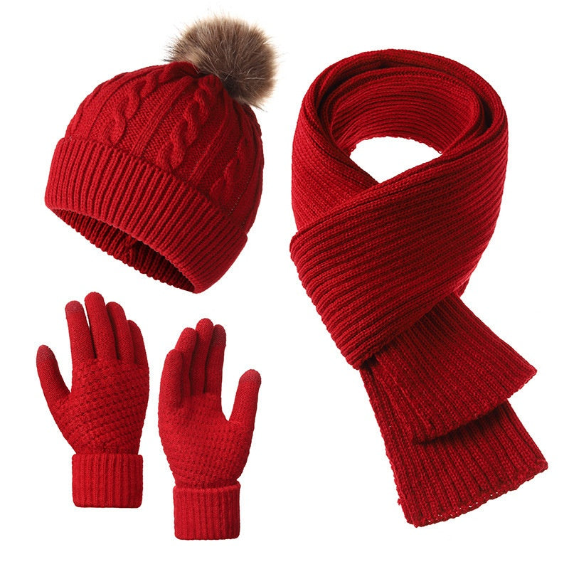Elmont | Knit Beanie, Scarf & Touchscreen Gloves Set