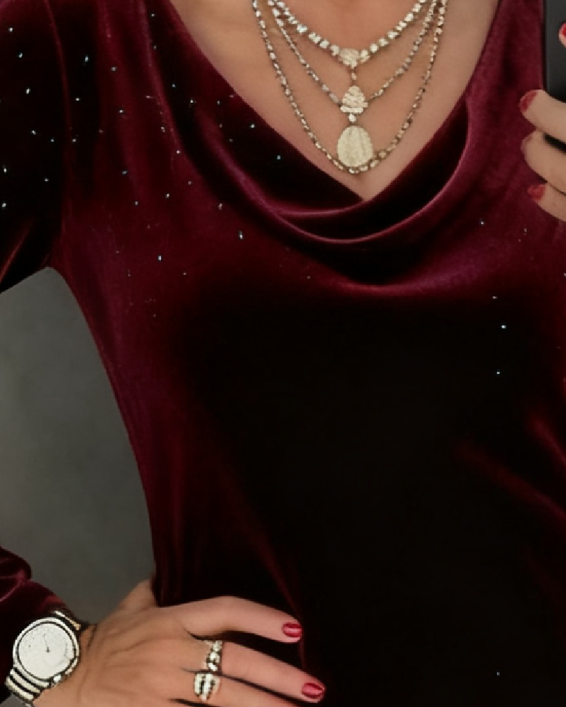 Elmont | Velvet Shimmer Straight-Cut Dress