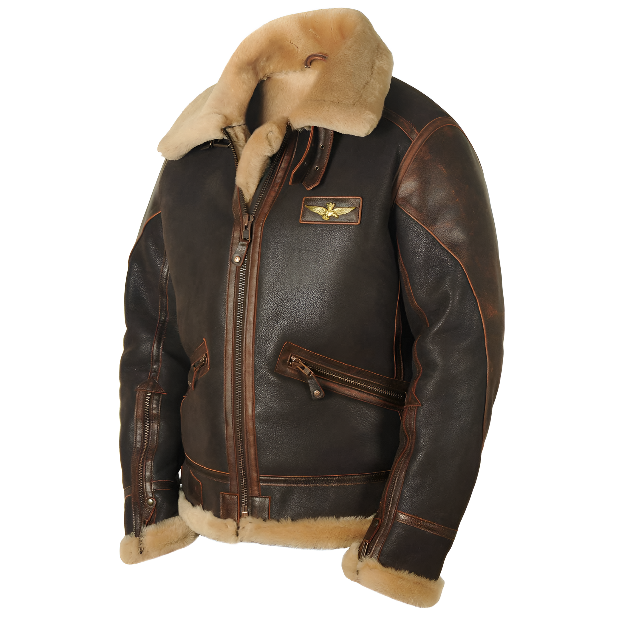 Elmont | Shearling-Lined Leather Aviator Jacket