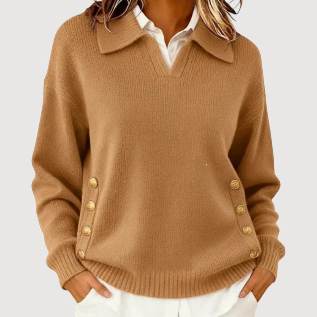 Elmont | Button-Detail V-Neck Sweater