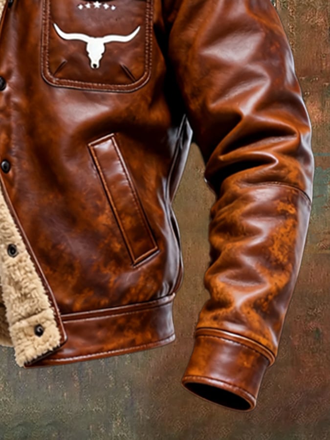 Elmont | Men's Faux Leather Patchwork Plush-Lined Jacket