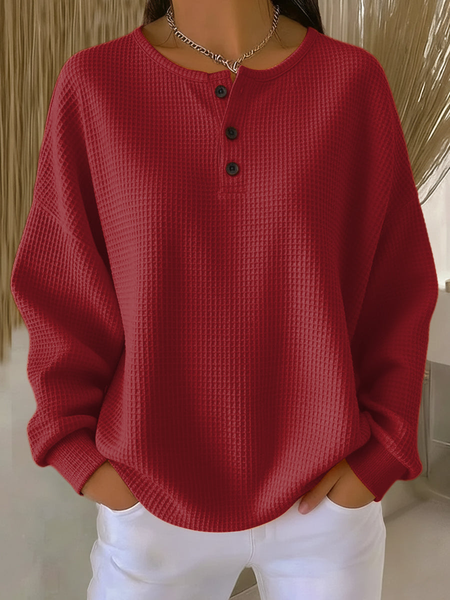 Elmont | Waffle-Knit Collared Sweatshirt