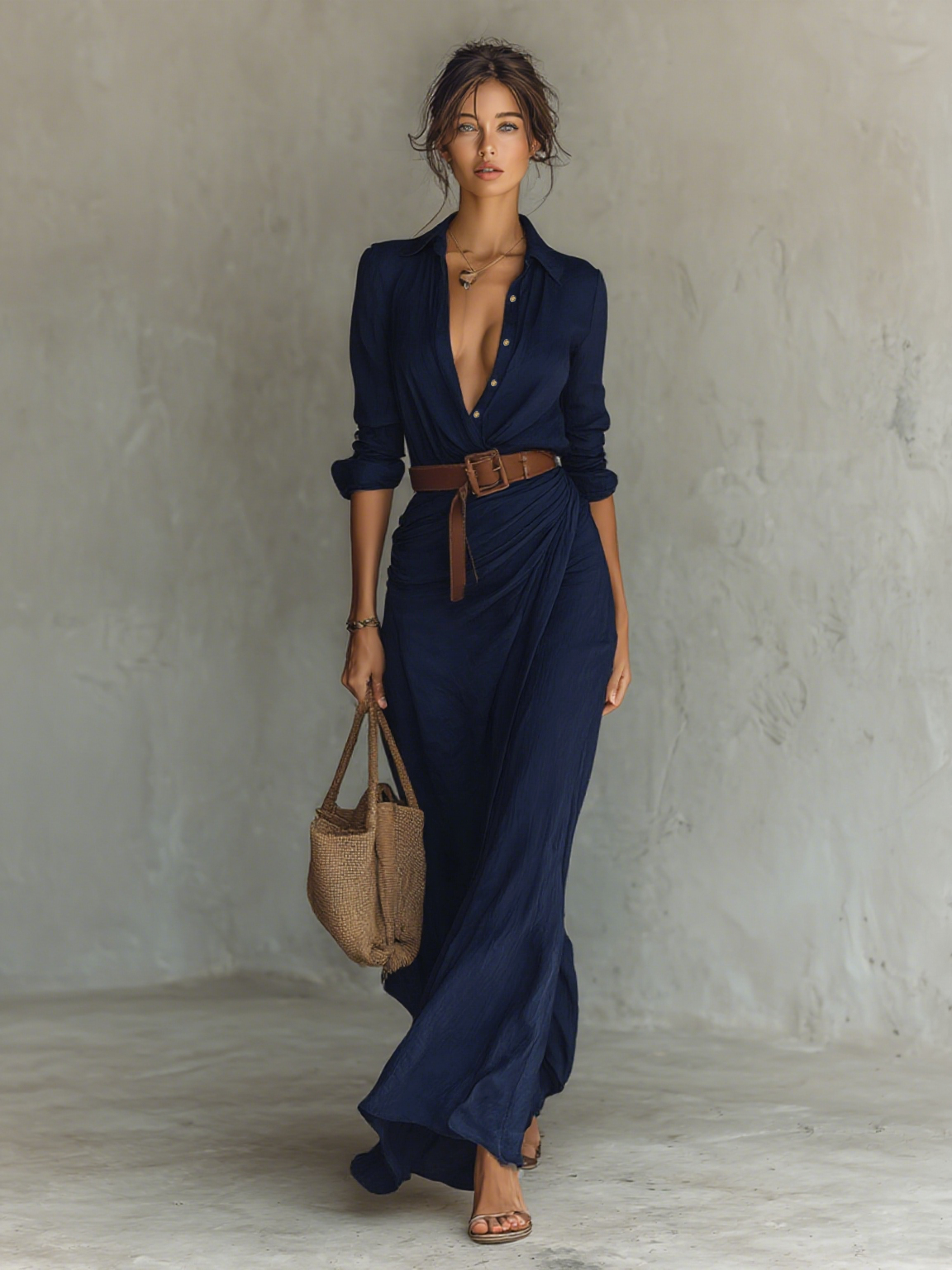 Elmont | Notched-Collar Maxi Dress