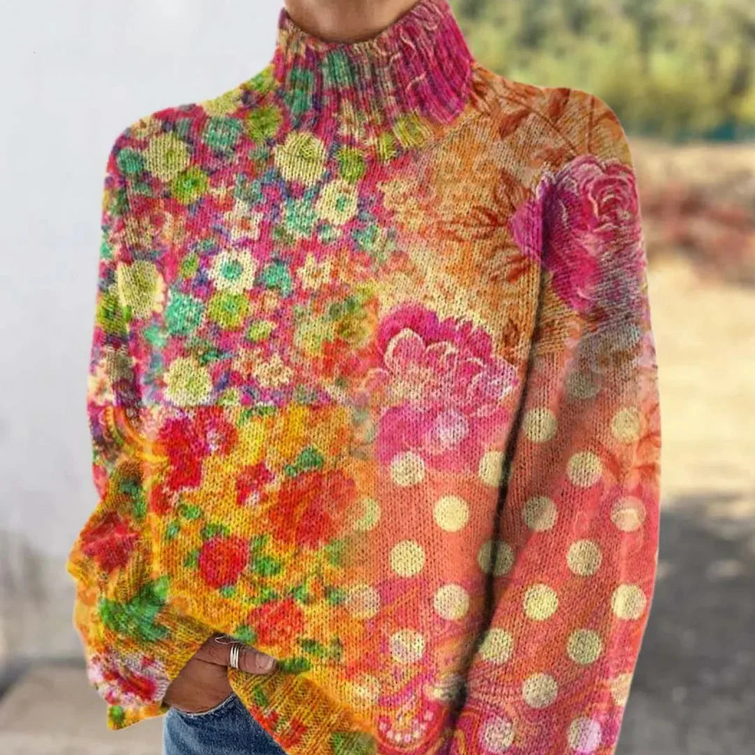 Elmont | Floral Polka Dot Knit Sweater