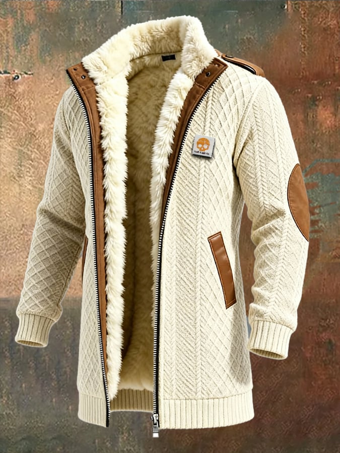 Elmont | Men's Mid-Length Jacquard Knit Coat with Plush Lining