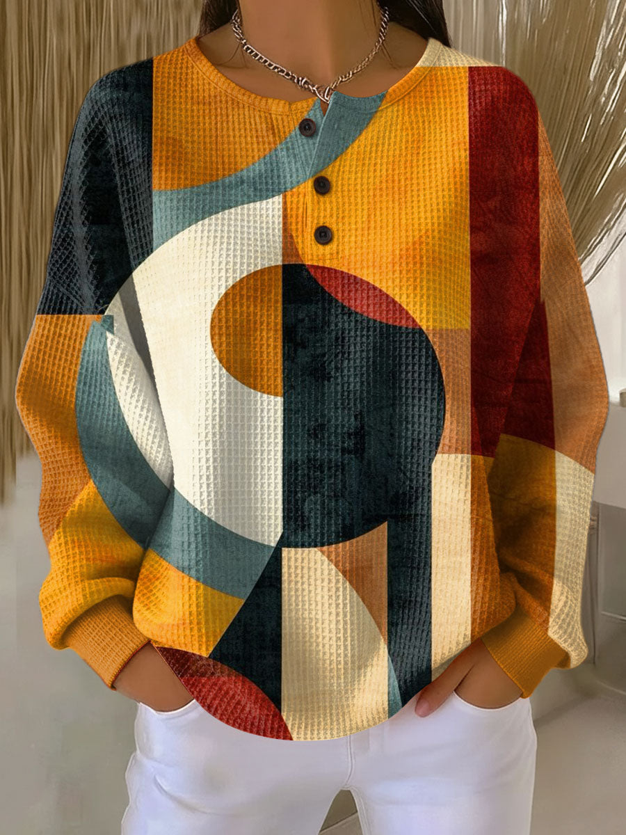 Elmont | Waffle Knit Sweater with Geometric Pattern