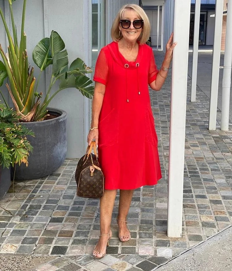M&H | Polyester Cowl-Neck Shift Dress