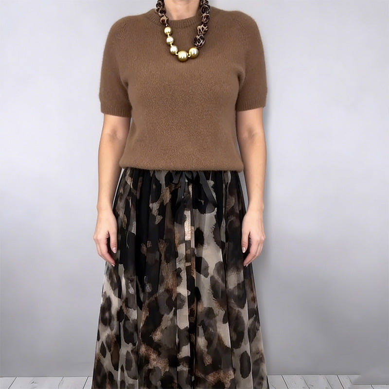 M&H | Sweater & Leopard Print Skirt Set