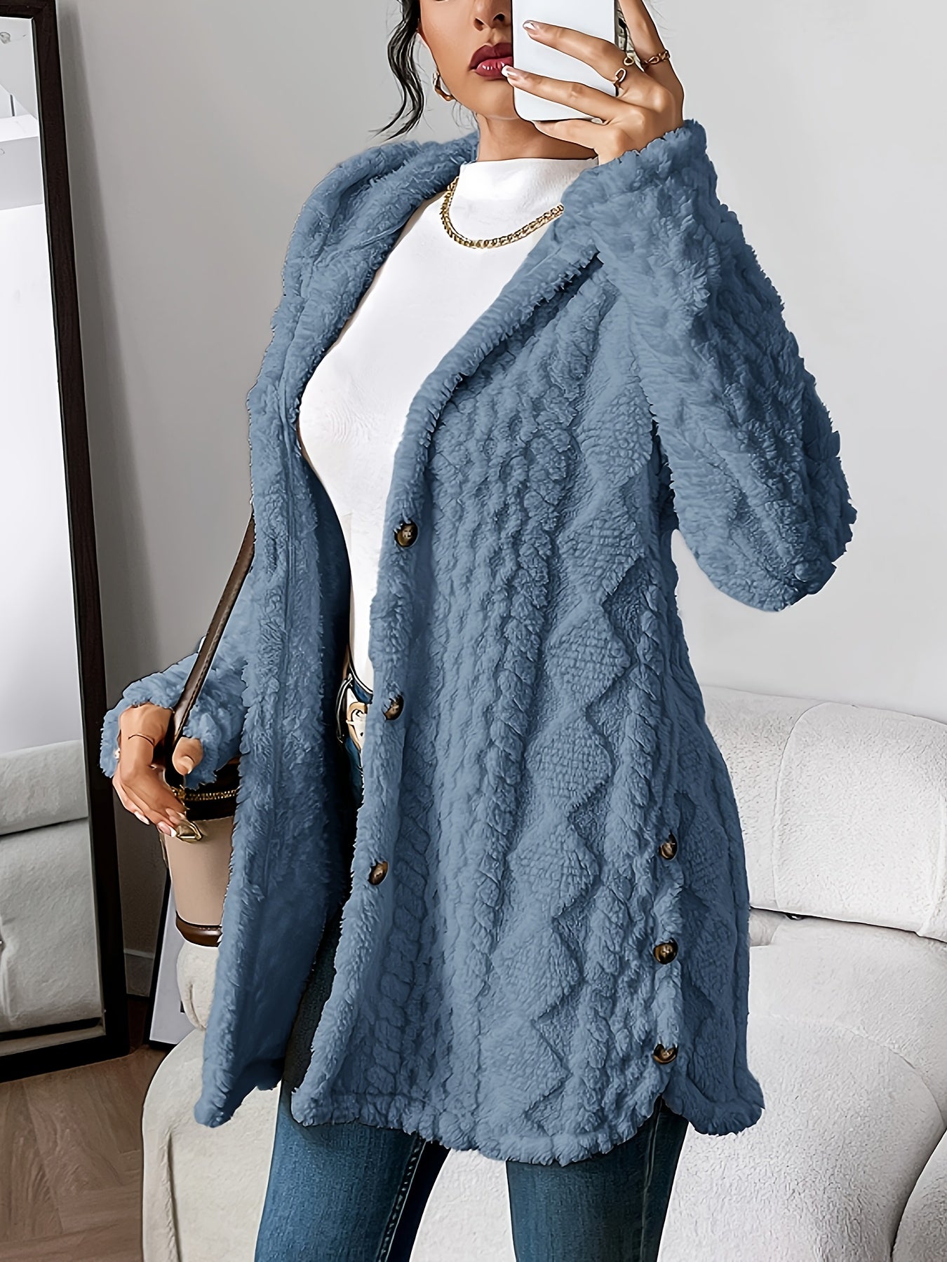 Monica | Textured Hooded Longline Cardigan