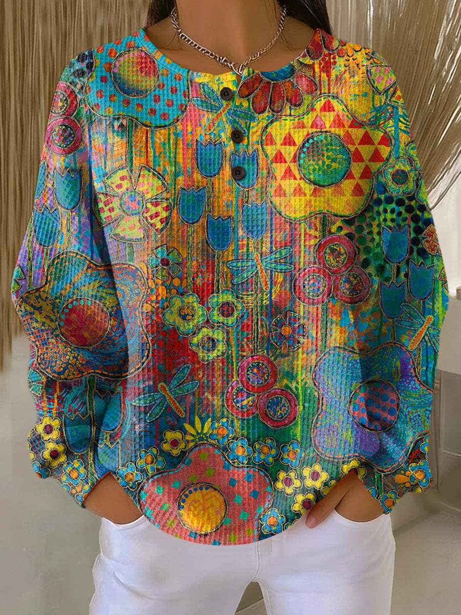 Elmont | Floral Waffle-Knit Sweater